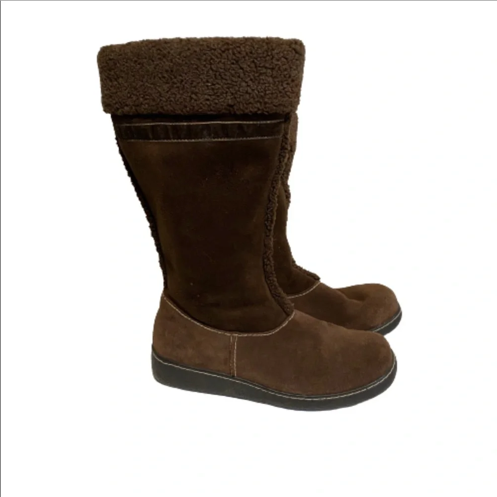 Lands End Women’s Brown Suede Sherpa Lined Boots  Sherpa Size 7D